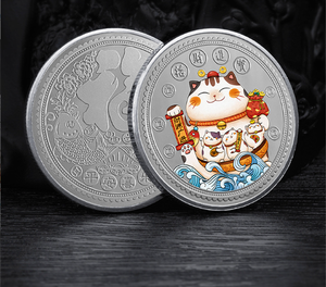 Chinesisches Neujahr 1 Unze Glück, ziehen Sie den Gott des Reichtums an Glückliche Katze Gold und Silber Eisen Gedenkmünzen - Product Image 3