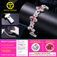 Bracelet Chaîne Tennis Trèfle en Argent 925 Certifié GRA VVS Moissanite Diamant pour Femmes et Filles, Bijoux Hip Hop en Gros