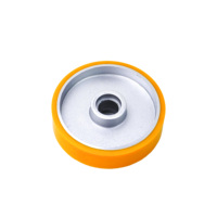 Roues pivotantes robustes en polyuréthane avec noyau en aluminium 125x32mm et roulement à billes jaunes pour chariot à main, directement de l'usine