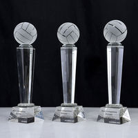 Trofeo de Cristal Personalizado para Reconocimiento Deportivo de Voleibol, Trofeo de Cristal Esmerilado con Temática de Voleibol
