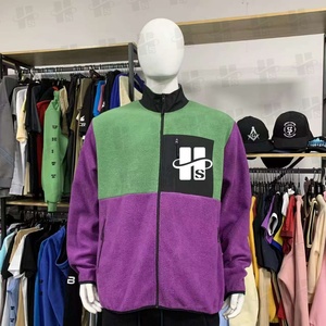 Op maat gemaakte geborduurde kleding patchwork hoge kwaliteit fabrikant winter dikke warme geverfde polar sherpa <span class=keywords><strong>fleece</strong></span> heren ritsjas - Product Image 2