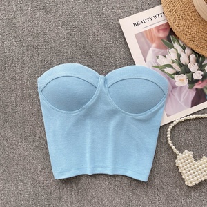 <span class=keywords><strong>Top</strong></span> Corto Sexy de Verano para Mujer, Sin Mangas, Estilo Americano, Camiseta Tipo Bustier, Corsé, Venta al Por Mayor - Product Image 3