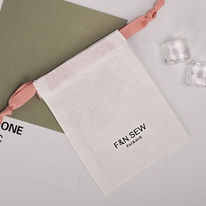 Luxury Soft Linen Cotton Jewelry Drawstring Closure Packaging <b>Bag</b> Eco Friendly <b>Small</b> <b>White</b> Cotton Drawstring <b>Bag</b> with Logo - Product Image 4
