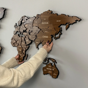 Carte du monde en bois 3D, grande décoration murale en bois, idée cadeau de déménagement pour la maison et la cuisine - Product Image 4