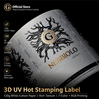 Étiquettes de vin en papier thermique brillant spécial YSB ; Étiquettes en papier thermique blanc estampées à chaud avec feuille UV ; Holographiques irisées personnalisées