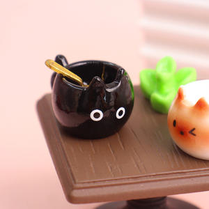 Mini tasse à eau en céramique simulée, motif chat de dessin animé, pour diorama miniature, jouet anti-stress - Product Image 4