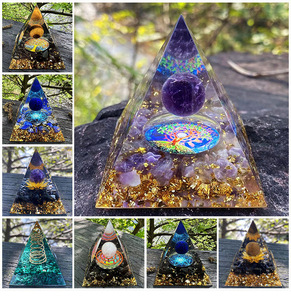 60 stili 6CM all'ingrosso personalizzabile energia curativa piramide Orgone resina di cristallo decorazione di meditazione per il <span class=keywords><strong>Chakra</strong></span> Reiki spirituale - Product Image 2