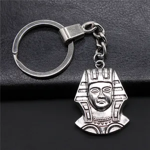 WYSIWYG 37x26mm Antique Silver Plated Antique Bronze Plated Zinc Alloy Egypt Queen Cleopatra Keychain For Gift P2-ABD-C10161