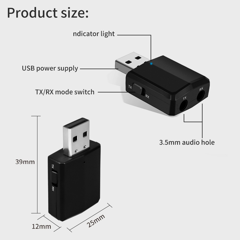 ZF-169plus Bluetooth 5.0 USB Dongle: 3-in-1 Audio Transmitter