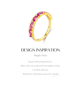 S925 Sterling Silver Gold Plated <b>Thin</b> Band <b>Ring</b> With Pink And White Zircon Stackable Jewelry Gift For Women Daily Party Wear - Product Image 6