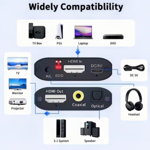 Extracteur audio HDMI 4K, <span class=keywords><strong>s</strong></span>éparateur HDMI vers SPDIF/coaxial/Toslink, convertisseur audio numérique pour HDTV et moniteur UHD - Product Image 4