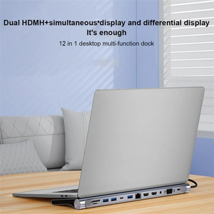 Hub USB Tipo C 12 en 1 con 2 Puertos HDTV, Adaptador Multipuerto, Estación de Acoplamiento, USB 3.0, 4K HDTV, RJ45, SD/TF, VGA, PD para Laptop, MacBook, <span class=keywords><strong>iPad</strong></span> - Product Image 3