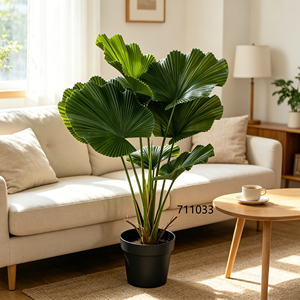 <span class=keywords><strong>Palmier</strong></span> artificiel <span class=keywords><strong>Licuala</strong></span> Grandis à faible entretien dans un pot en plastique noir, <span class=keywords><strong>palmier</strong></span> Areca tropical luxuriant pour la décoration de balcon - Product Image 1