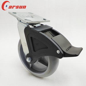 ล้อเลื่อนอุตสาหกรรม Carsun ขนาด 200 มม. แบบ Heavy Duty ล้อเหล็กหมุนได้ 8 นิ้ว ล้อ TPR ไนลอน พร้อมเบรก ลูกปืน  ชุบกัลวาไนซ์ - Product Image 2