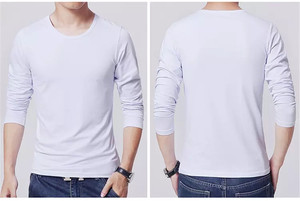 T-shirt <span class=keywords><strong>simple</strong></span> pour hommes 3 couleurs de base T-shirt mince à manches longues Jeunes hommes T-shirt de couleur pure Taille 3XL Col O - Product Image 6