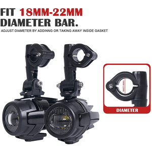 1 paire de phares antibrouillard pour <span class=keywords><strong>moto</strong></span>, phares supplémentaires, 2 pièces, projecteurs LED universels 6000K 40W pour BMW R1200GS F800GS F700GS F650FS - Product Image 4