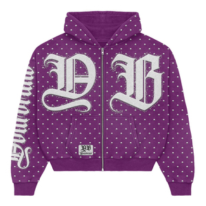 Sudadera con Capucha Unisex Extra Grande con Cierre y Estampado de Letras, Estilo Urbano, Tejida en Poliéster, para Otoño, Informal - Product Image 2