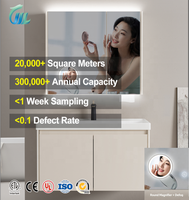 Miroir de salle de bain mural moderne Lady All Aluminium YH78-80 en acier inoxydable et céramique avec éclairage et anti-buée, facile à nettoyer