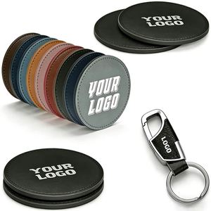 Wholesale Personalized Custom Logo <b>Coasters</b> Pu Leather Round Whiskey <b>Coaster</b> for Restaurant Hotel Promo Business Gift Cup Mat - Product Image 1
