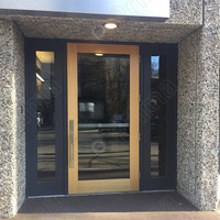 Porte extérieure en bois naturel pour villa, appartement haut de gamme, design résidentiel