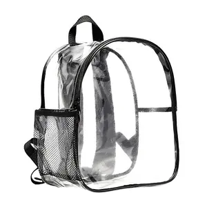 50 Uds. Mochila escolar transparente aprobada por el estadio, mochila transparente, mochila para libros, ribete negro