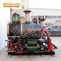 Modèle de train à vapeur vintage en métal sur mesure pour événements extérieurs, centres commerciaux, bars, décoration steampunk, sculpture de train sur rail