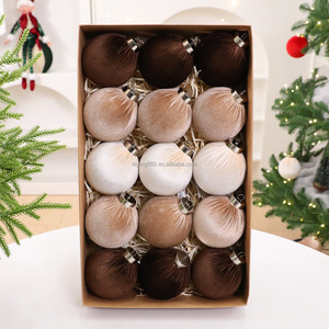 Decoración Colgante para Árbol de Navidad <span class=keywords><strong>Mubai</strong></span>, Bolas de Tela de Espuma de Terciopelo Rojo de 7.5 cm para el Hogar, Navidad, Caja Rígida Multicolor - Product Image 1