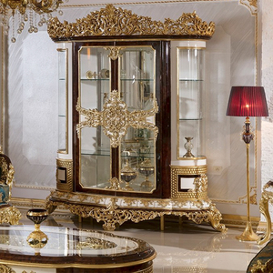 Vitrina de Estilo Barroco Retro de Lujo, Tallada a Mano en Madera Maciza con Vidrio, Mueble Ecológico para Decoración del Hogar - Product Image 1