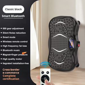 Plateforme vibrante verticale noire pour massage électromagnétique, machine de fitness pour usage domestique et salle de sport - Product Image 2