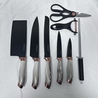 Ensemble complet de couteaux de cuisine en acier inoxydable, couteau de chef, couteau de boucher pour couper les légumes et les os, avec porte-couteaux