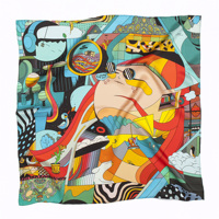 Foulard carré en coton 55x55cm et mouchoir, imprimé animal décontracté, tissage mécanique, sérigraphie et impression numérique, utilisation quatre saisons