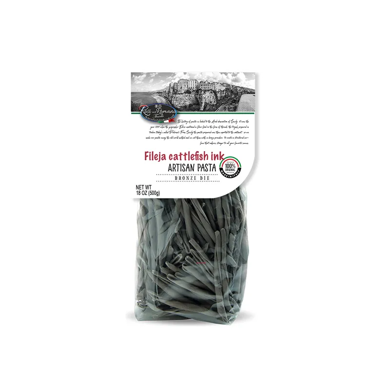 Miglior prezzo italiano di alta qualità lungo processo di essiccazione Fileja Cattlefish Squid Ink colore nero Pasta Spaghetti 500g