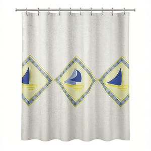 Cortina de ducha de 240 x 200 cm con diseño de velero Orizzonte para baño - Product Image 2