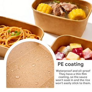 Contenedores Desechables de Papel Kraft para Alimentos, Forma Rectangular con Revestimiento de Plástico, Cajas Ecológicas para Almacenamiento de Alimentos - Product Image 3
