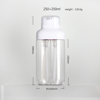 Bouteille pompe en plastique PET à double compartiment 250ml+250ml, distributeur de shampoing et d'après-shampoing, emballage de lotion