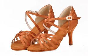 Танцевальные туфли на каблуке коричневого цвета для латины, бальных танцев, джаза, с мягкой подошвой, для чачи, танго, сальсы, тренировок и выступлений, для женщин - Product Image 4