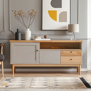 Armoire latérale moderne et contemporaine Armoire de rangement rectangulaire en bois de 58 pouces - Product Image 4