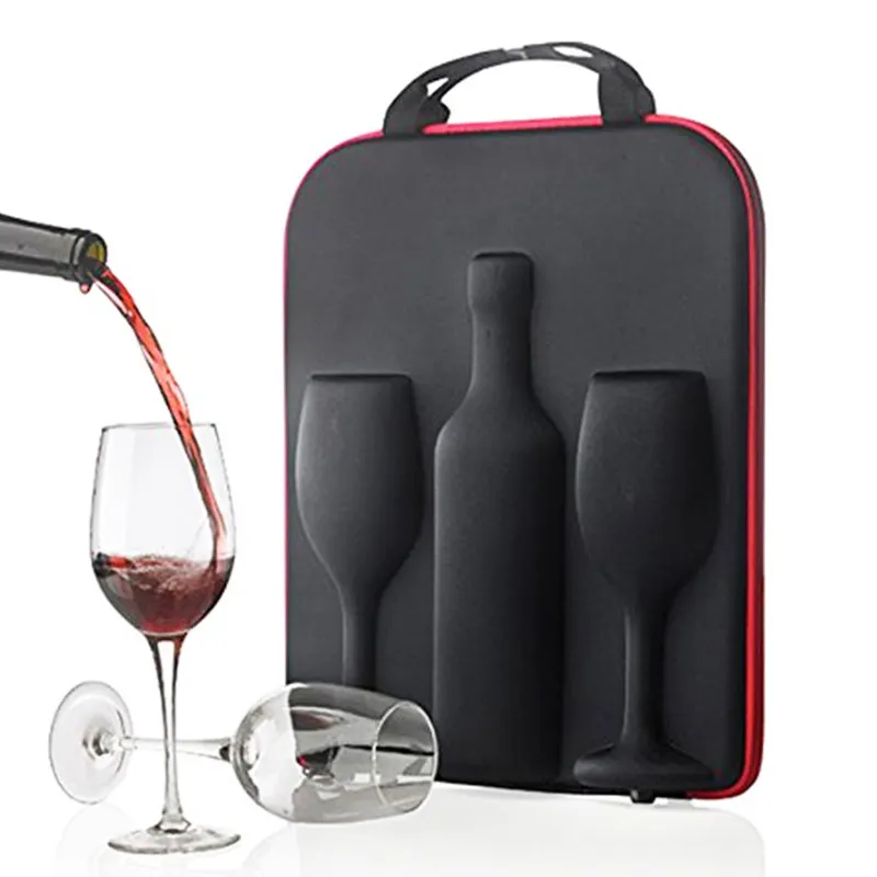 Factory Custom Waterproof Hard Eva Shell Shockproof Protective Wine And Wine Glass Carrying Bag