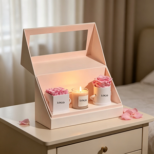 Venta al por Mayor de Regalos de Año Nuevo, Clásicas Rosas Rosadas Preservadas, Paquete Individual de 4 Rosas, Velas Aromáticas con Pantalla LED - Product Image 6