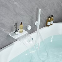 Robinet de baignoire encastré WEIHAO en nickel brossé, à bouton unique, avec douchette à effet pluie carrée et pulvérisateur à main, ensemble de robinetterie de salle de bain