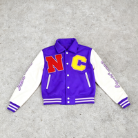 Vestes bomber de baseball hip-hop d'hiver XJYD, avec patchs en chenille brodés, manches en cuir PU, imperméables