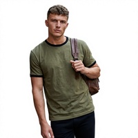 T-shirt Homme Haute Qualité à Bordure Contrastante, Uni, 100% Coton Épais, Personnalisable avec Logo – Fournisseur