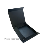 Boîte de rangement pliable noire personnalisée, fermeture magnétique, carton rigide, insert en mousse anti-rayures, cadre photo, cadeau, ISO9001