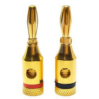 Prise banane plaquée or 4 mm - Prise banane haut de gamme pour câble audio de haut-parleur et amplificateur, pour connexion à une prise