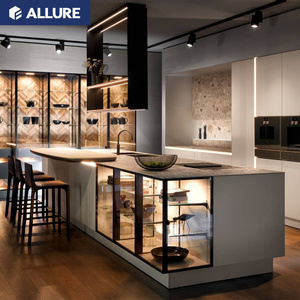 Allure High Gloss Laminate Asian Ivory Pull Out Home Furniture <strong>Wall</strong> Sink Kitchen <strong>Cabinets</strong> Usa <strong>with</strong> Glass <strong>Doors</strong> - Product Image 5