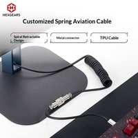 HEXGEARS Kabel Keyboard Gulung TPU 1.8m, Kabel Data Pengisian Daya Tipe C ke USB A dengan Konektor Aviation untuk Keyboard Mekanik
