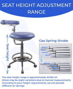 Tabouret dentaire ergonomique réglable pour infirmière avec accoudoir rotatif à 360 degrés et repose-pieds, en cuir PU pour clinique - Product Image 4
