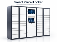 Boîte à colis extérieure étanche gris sidéral, casier de livraison intelligent multi-portes avec éclairage LED pour communautés de luxe et condos