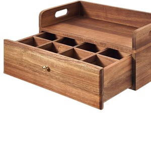 Wooden <b>Tea</b> <b>Box</b> Drawer Style With Partitions Office Organizer Rectangle Shape Solid Color - Product Image 1