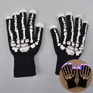 Wholesale Halloween Led Party Gloves Halloween Decoration Glove Light Up Flashing Halloween Skeleton Finger Gloves